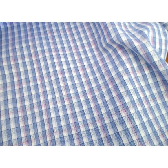 Kenneth Cole Reaction Men's Long Sleeve Blue Checked Button Down Shirt Size 15 - Picture 7 of 10